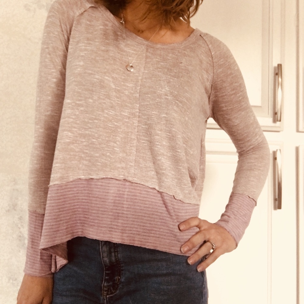 Free People Long Sleeve Top Pale Pink- Small